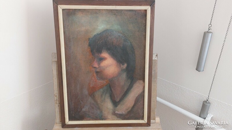 (K) portrait of a young lady by Béla Rozman painting 41x56 cm with frame