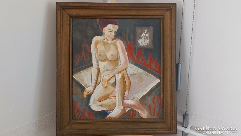 (K) Zoltán Stadler female nude painting 75x82 cm with frame.