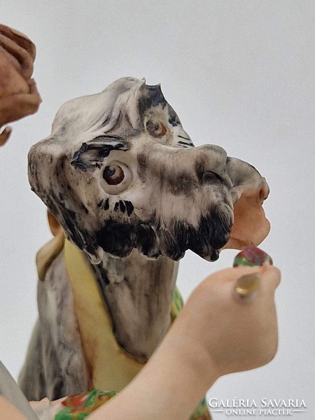 Capodimonte olasz porcelán fiú kutyával