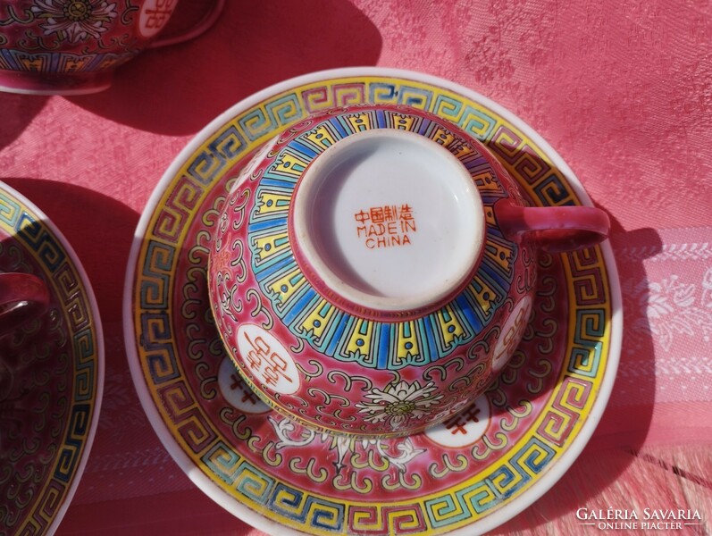 Famille rose, Chinese porcelain coffee cup with bottom (4+3 pcs.)