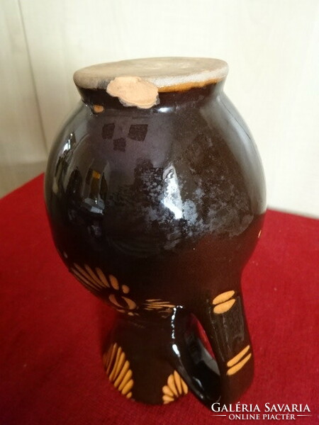 Hungarian glazed ceramic jug, brown, height 20 cm. Jokai.