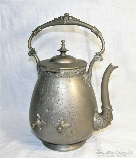 Antique pewter / zinn faun head tea cup v. Coffee pot spout - art&decoration