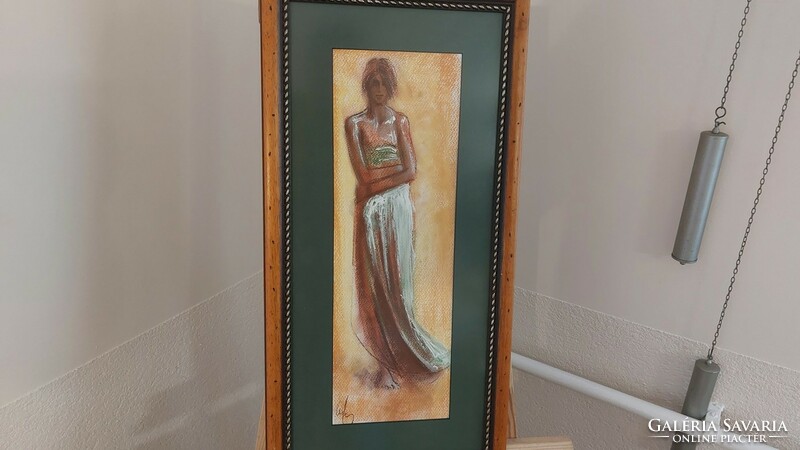 (K) Lajos Csáky's beautiful juried painting 31.5x59 cm with frame, the picture 15x45 cm