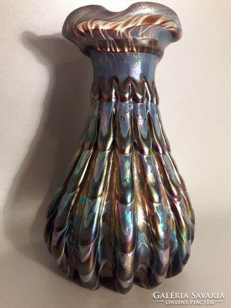 Iridescent unique glass vase