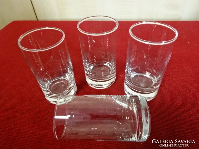 Four glass liqueur glasses, cylinder shape, height 8 cm. Jokai.