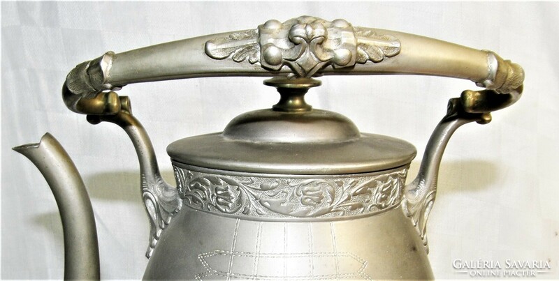 Antique pewter / zinn faun head tea cup v. Coffee pot spout - art&decoration