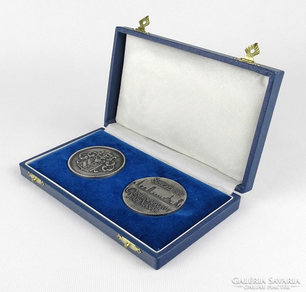 1O819 andrás lapis : Szeged industrial fair centenary commemorative plaque in a pair of gift boxes 1876-1976