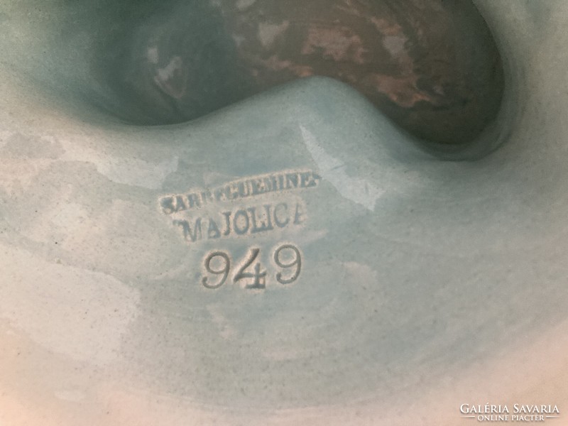 Antik Sarreguemines majolika váza / plasztikus díszítéssel