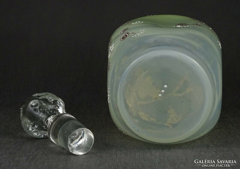 1O719 Antik fújt festett dugós üveg 24 cm