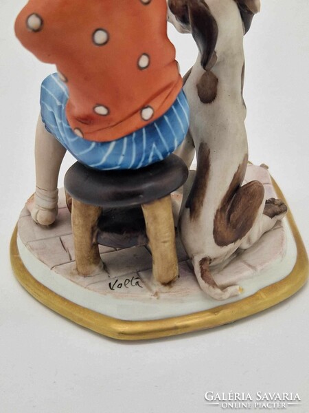 Capodimonte Italian porcelain volta boy with dog