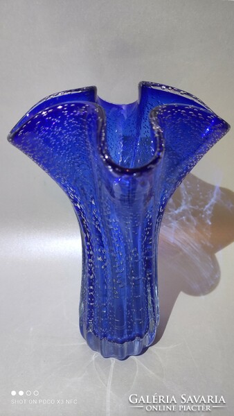Pilvi Ojamaa Tarbeklaasi Suur buborékos fodros szájú vastag falú üveg váza