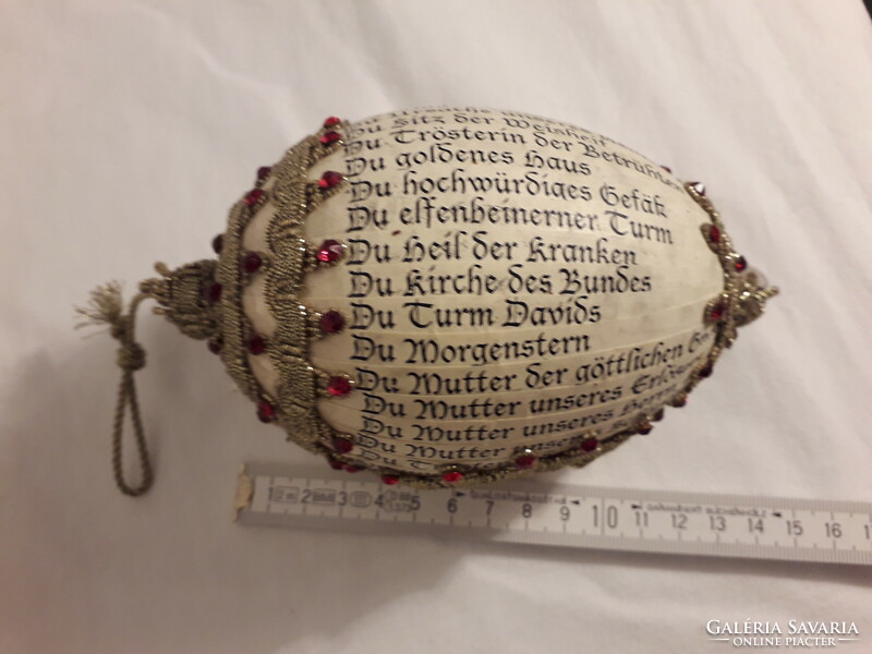 Antique old nun work convent work with Mary picture paper egg cozy Christmas tree decoration