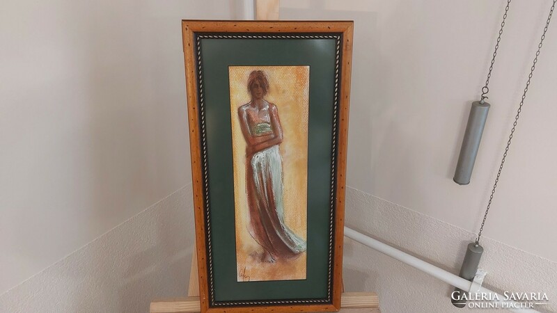 (K) Lajos Csáky's beautiful juried painting 31.5x59 cm with frame, the picture 15x45 cm