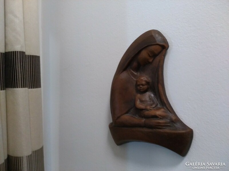 Káldor Aurél terracotta ceramic Virgin Mary with baby Jesus