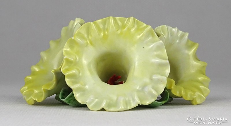 1O744 old Herend porcelain triple yellow flower
