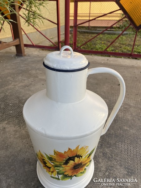 Sunflower decoupage decoupage decoupage enamel Ceglédi jug village peasant peasant