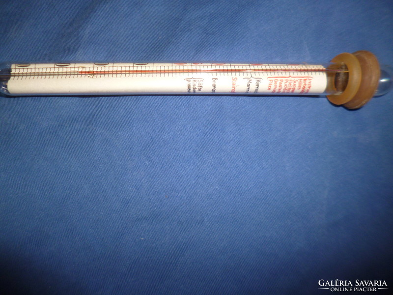 Antik üveg thermométer labor eszköz 42cm