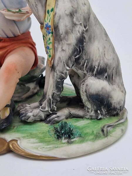 Capodimonte Italian porcelain boy with dog