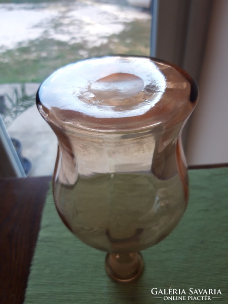 Régi, fújt, metszett konyakos palack - kiöntő üveg - 30 cm
