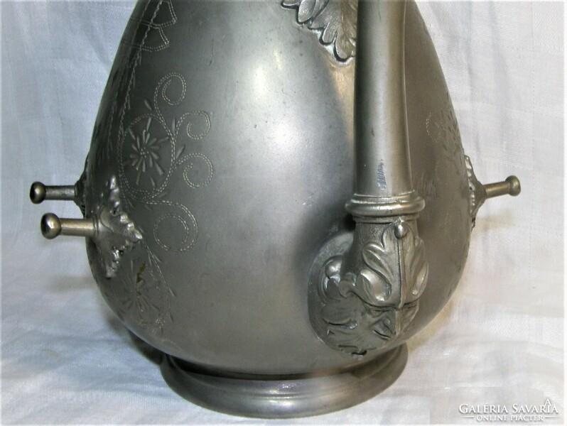 Antique pewter / zinn faun head tea cup v. Coffee pot spout - art&decoration