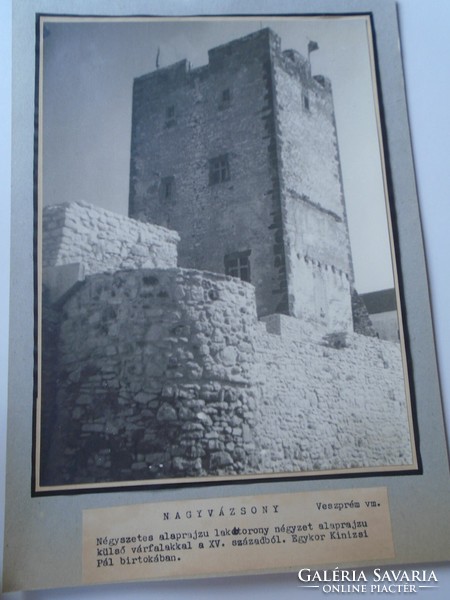 D198455 NAGYVÁZSONY - Kinizsi vár - Veszprém- régi nagyméretű fotó 1950's évek kartonra kasírozva