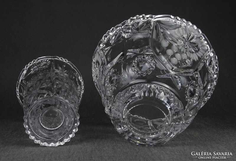 1O792 Hibátlan csiszolt üveg kristály váza pár