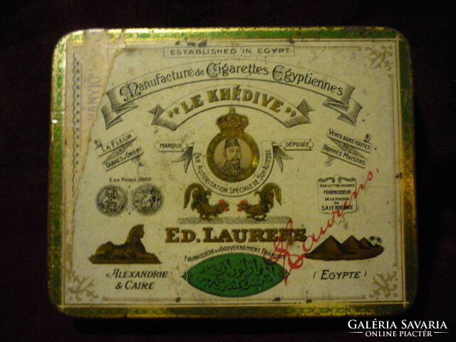 Antique Egyptian cigarette metal box, tin box 2211 01