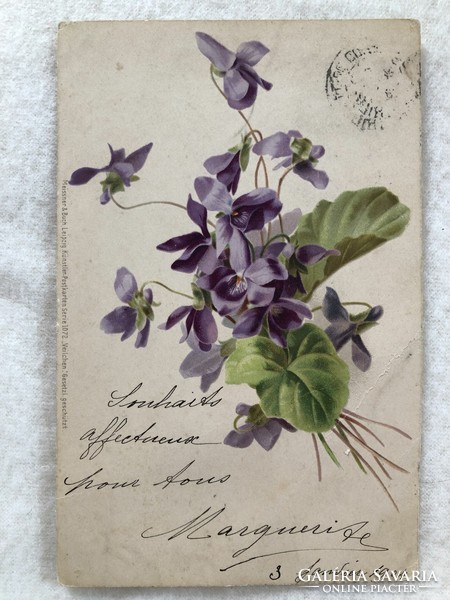 Antique long address litho postcard - 1904 -7.