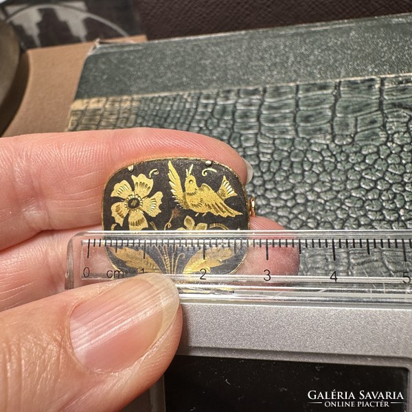 24K Gold Plated Damascene Brooch, Vintage Damask Brooch Pendant, Toledo Spanish Jewelry Pin