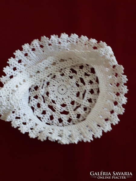 Special molded glass serving bowl in a lace basket