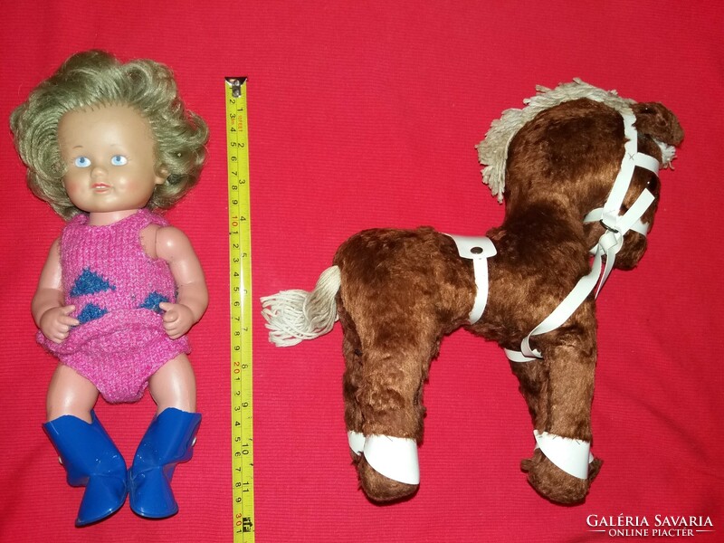 Antik német jelzett Schildkröte hajas játák baba póni lóval nagyon ritka a képek szerint