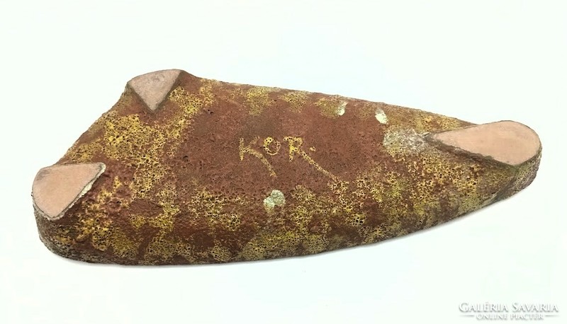 Kornfeld János retro kerámia tál, 28 cm x 12 cm, jelzett