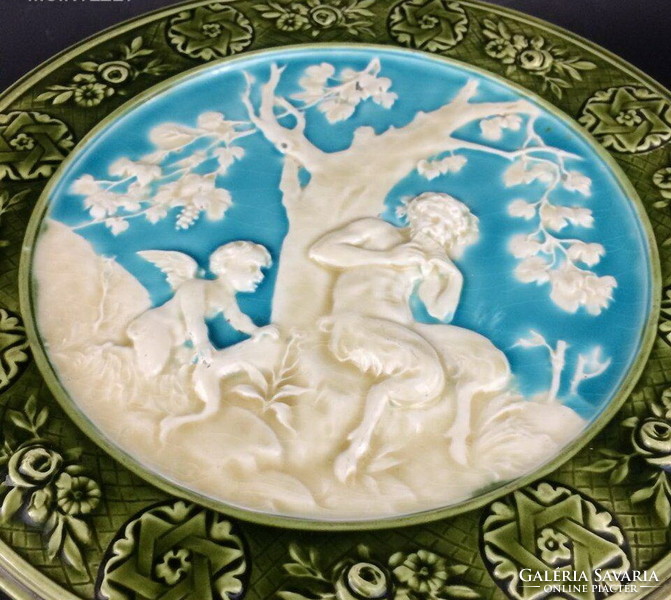 Schütz chilli together in 2 pcs. Art Nouveau decorative bowl, majolica wall bowl rarity