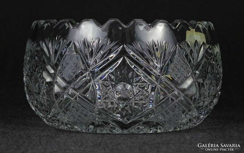 1O851 old marked crystal glass serving bowl