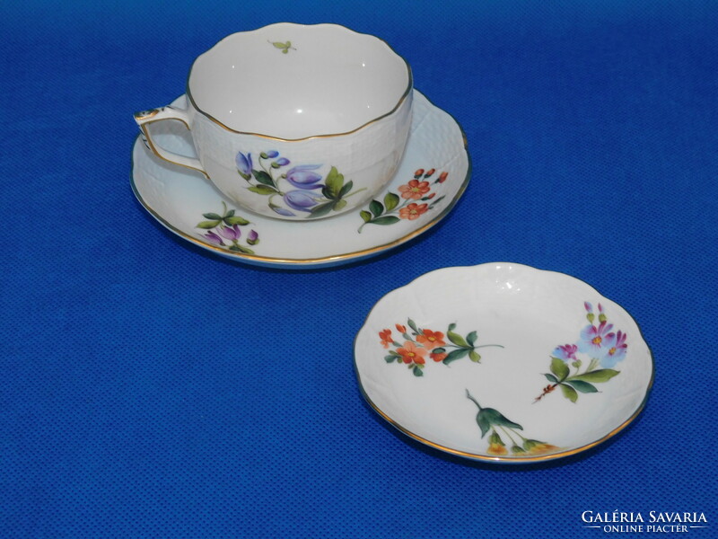 Herend fleurs des bermudes pattern tea cup + base + dessert bowl