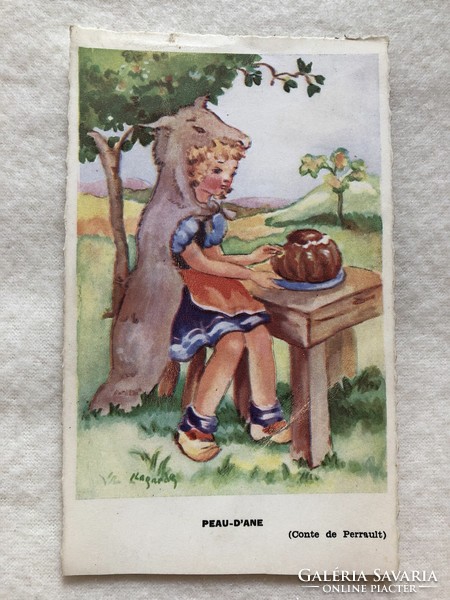 Antique, old graphic fairy tale postcard - post clean -7.