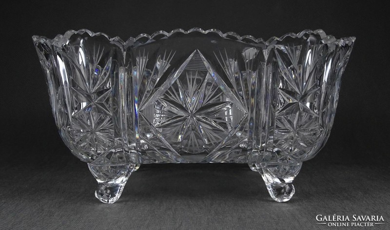 1O798 large footed polished crystal centerpiece serving bowl 2.615Kg