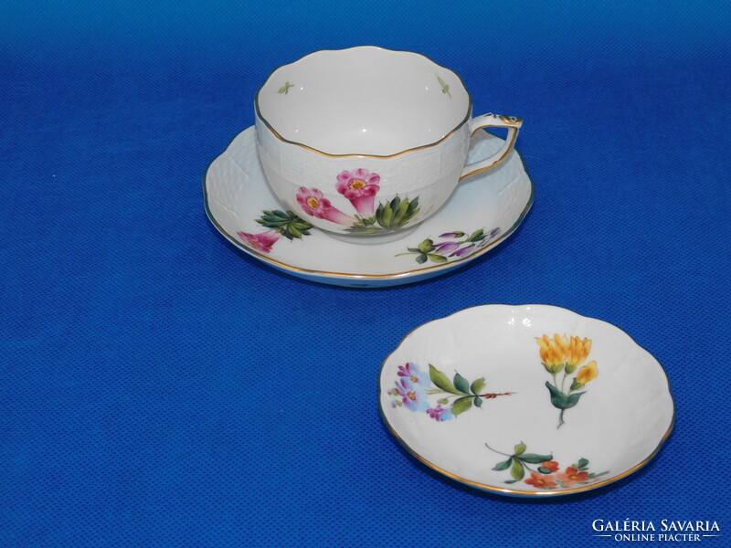 Herend fleurs des bermudes pattern tea cup + base + dessert bowl