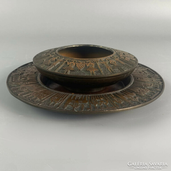Mid-century copper two-part centerpiece, bowl