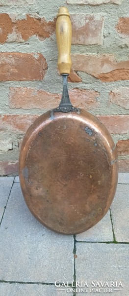 Antique Swiss marked copper wrought iron pan. Negotiable.