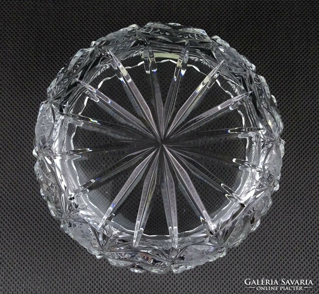 1O851 Régi jelzett kristály üveg kínáló tál tálka