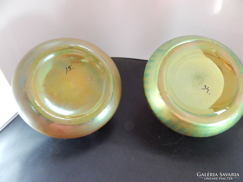 2 art deco Zsolnay eozin vases for sale together,