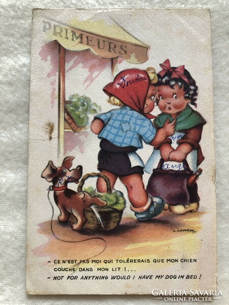 Antique, old graphic postcard -7.