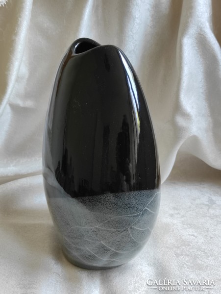 Gallery. Black gray abstract belly and flattened juried industrial art retro ceramic vase