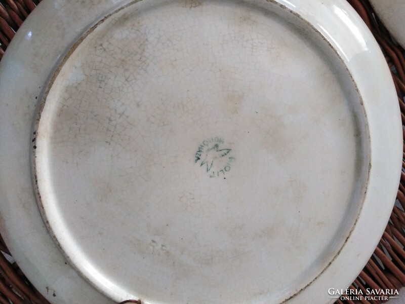 Antik, hollóházi cserép tányér - riolit /  2db.