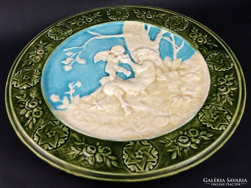 Schütz chilli together in 2 pcs. Art Nouveau decorative bowl, majolica wall bowl rarity