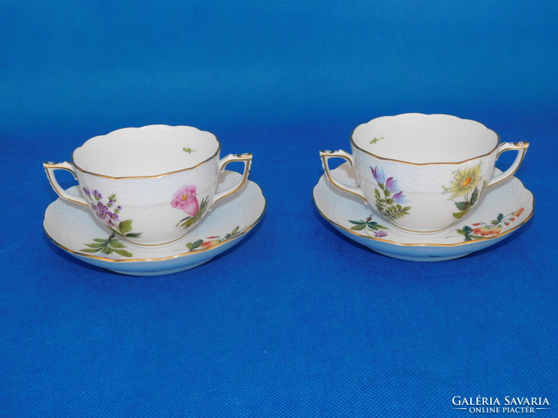 Herendi fleurs des bermudes pattern soup cup + base pair