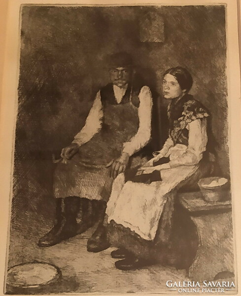 Shiny adolf (1867-1945) young couple etching