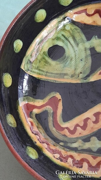 Ágnes Borsódy ceramicist /b.1936/Rare beautiful fish wall bowl.