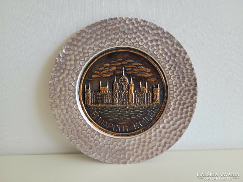 Old retro industrial art Budapest souvenir mid century souvenir wall bowl with country house picture